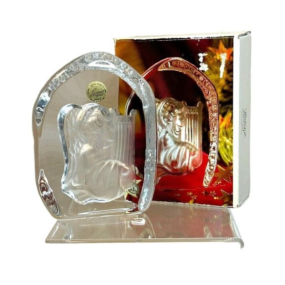 French Cristal d'Arques Angel w/Harp 24% Lead Crystal NIB Decor Elegant - Picture 4 of 6